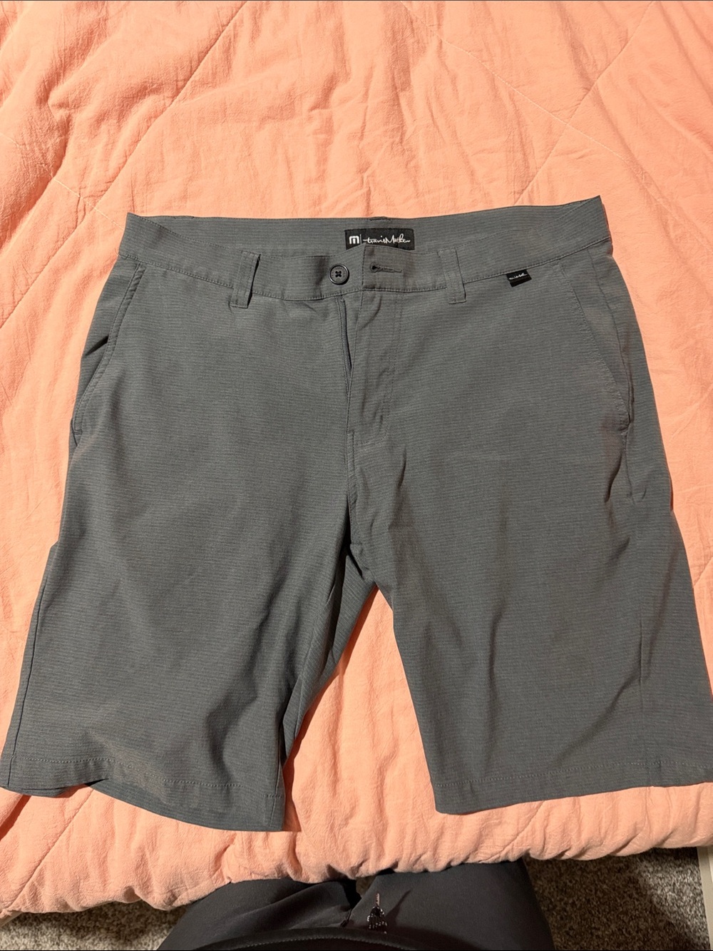 Travis Mathew Slate Gray Flat-Front Performance Shorts
